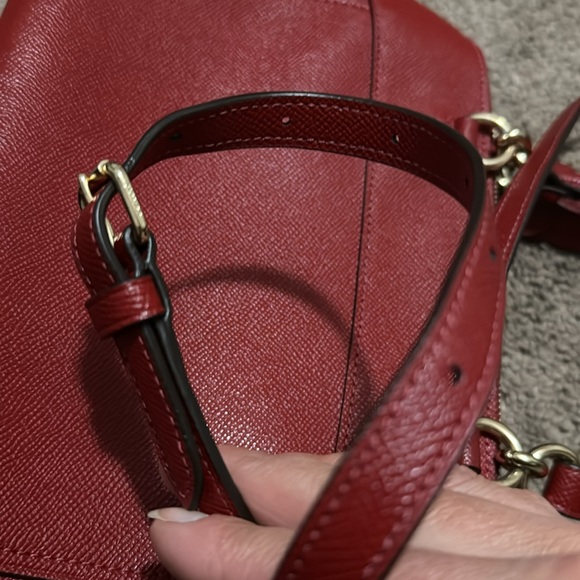 EUC Auth Coach Mini Brooke Carryall-Multi Wear Strap-Red Leather/Gold Toned - Picture 17 of 17